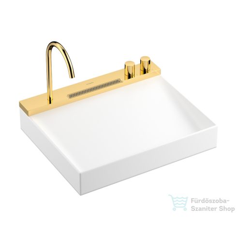 Hansgrohe AVALEGRA AquaUnit 58x47,5 cm-es mosdórendszer zuhanyvízsugárral, matt fehér/polírozott arany hatású 22472990