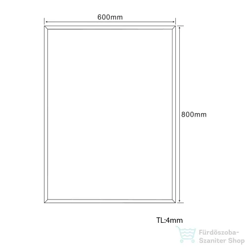 AQUALINE csiszolt tükör akasztó nélkül, 60x80cm (22496)