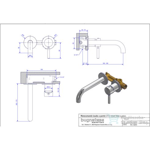 Bugnatese KOBUK falsík alatti mosdó csaptelep 19 cm-es kifolyóval,leeresztő nélkül,Szálcsiszolt nikkel 2251NS