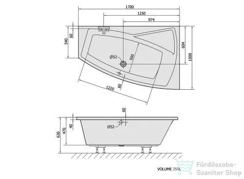Sapho POLYSAN Evia kád 170x100x47, jobb 22611