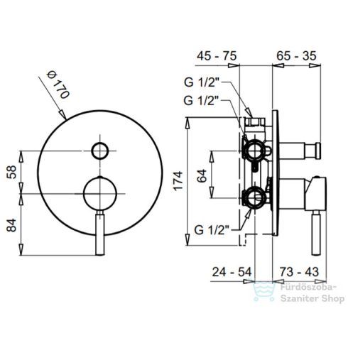 Bugnatese Kobuk falsík alatti kád csaptelep szálcsiszolt arany színben 2272OS
