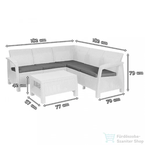 Curver Corfu Relax kerti bútor garnitúra, cappuccino színben, homok párnával