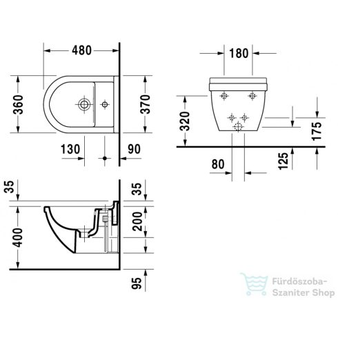 Duravit Starck 3 compact fali bidé Durafix rögzítéssel 2281150000 ( 228115 )