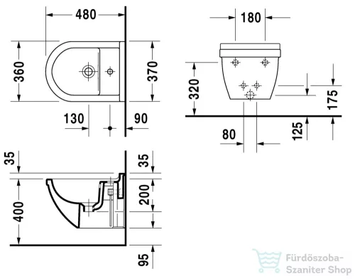 Duravit Starck 3 compact fali bidé Durafix rögzítéssel 2281150000 ( 228115 )