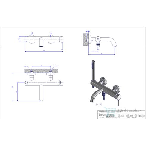 Bugnatese KOBUK kádtöltő csaptelep zuhanyszettel,matt bronz 2290BO