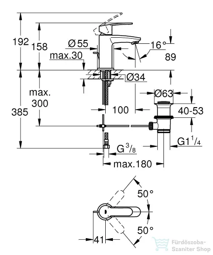 Grohe EUROSTYLE Cosmopolitan mosdó csaptelep, automata leeresztővel, króm 23037002