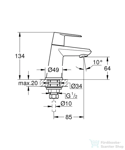Grohe EURODISC COSMOPOLITAN XS állószelep leeresztő nélkül,Króm 23051002