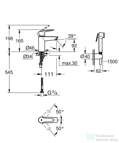 Grohe QuickFix START mosdó csaptelep bidé zuhannyal, matt fekete 231232433