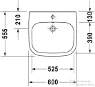 Duravit D-CODE 60x55,5 cm-es csiszolt mosdó mozgássérülteknek,fehér 23126000002