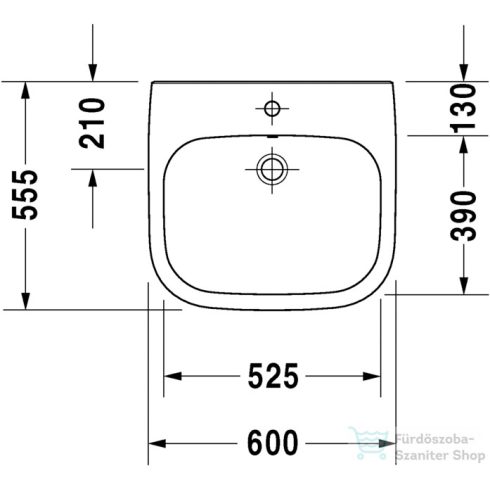 Duravit D-CODE 60x55,5 cm-es csiszolt mosdó mozgássérülteknek,fehér 23126000002