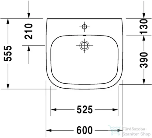 Duravit D-CODE 60x55,5 cm-es csiszolt mosdó mozgássérülteknek,fehér 23126000002
