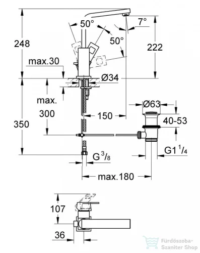 GROHE EUROCUBE mosdó csaptelep, automata leeresztővel, króm 2313500E