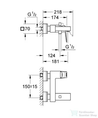 Grohe EUROCUBE egykaros kádcsaptelep, zuhanyszett nélkül, króm 23140000