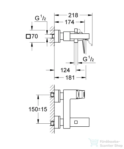 Grohe Eurocube egykaros kádtöltő csaptelep zuhanyszett nélkül,Supersteel 23140DC0