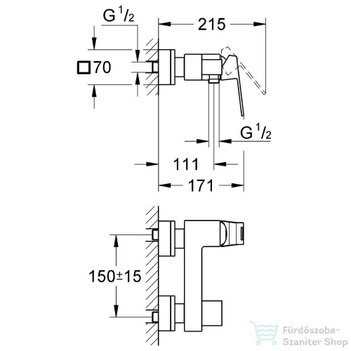 Grohe EUROCUBE egykaros zuhanycsaptelep, króm 23145000