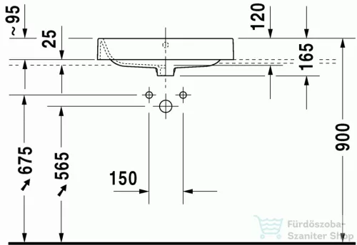 Duravit HAPPY D.2 60x40 cm-es ráültethető mosdó Wondergliss bevonattal,23146000001