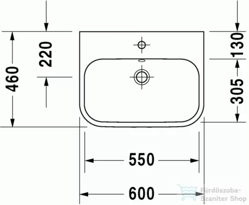 Duravit Happy D.2 60x46 cm ráültethető mosdó csiszolt 2315600000 ( 231560 )