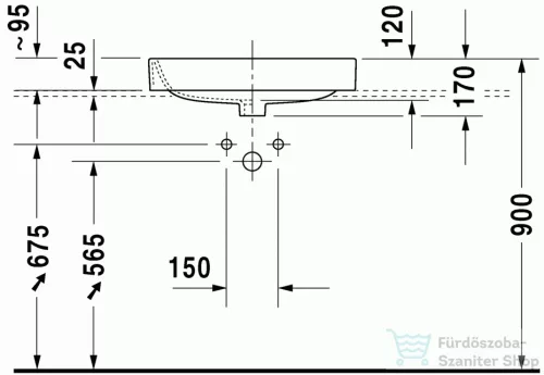 Duravit Happy D.2 60x46 cm ráültethető mosdó csiszolt, csaplyuk nélkül 2315600060 ( 231560 )