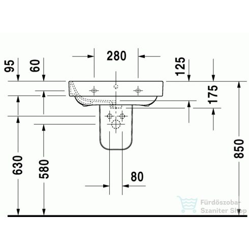 Duravit Happy D.2 60x47,5 cm mosdó Wondergliss bevonattal,23166000001