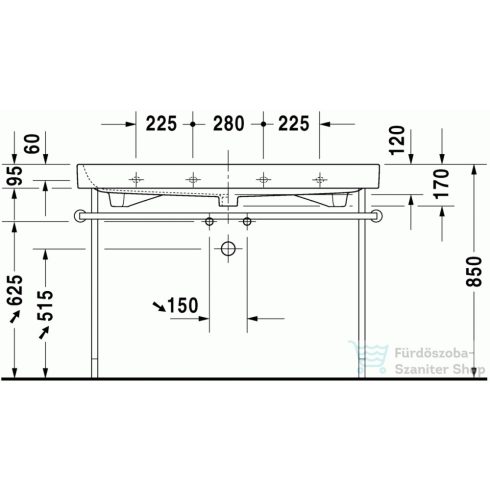 Duravit HAPPY D.2 120x50,5 cm-es bútorral aláépíthető mosdó Wondergliss bevonattal,23181200001