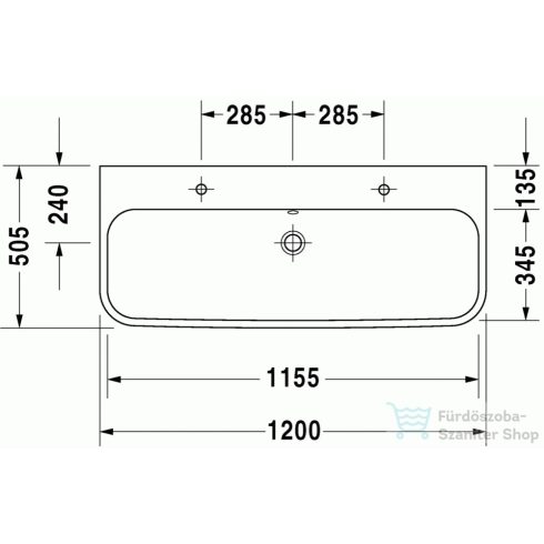 Duravit Happy D.2 100x50,5 cm bútorral aláépíthető mosdó két csaplyukkal csiszolt 2318120026 ( 231812 )