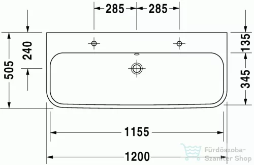 Duravit Happy D.2 100x50,5 cm bútorral aláépíthető mosdó két csaplyukkal csiszolt 2318120026 ( 231812 )