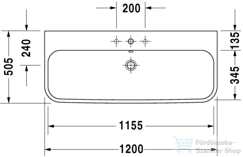 Duravit HAPPY D.2 120x50,5 cm-es bútorral aláépíthető csiszolt mosdó,2318120027