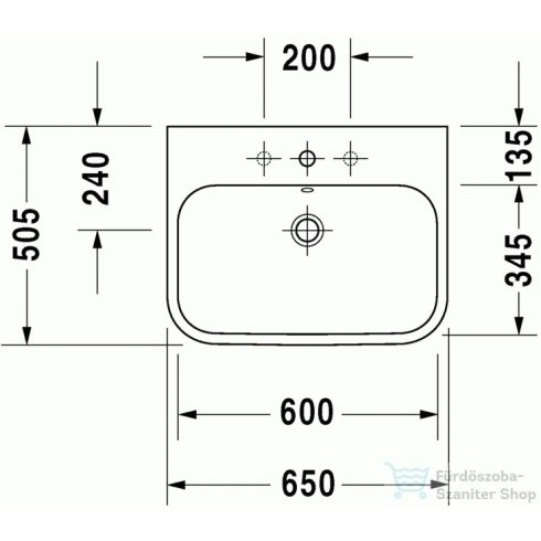 Duravit Happy D.2 65x50,5 cm bútorral aláépíthető mosdó csiszolt 2318650027 ( 231865 )
