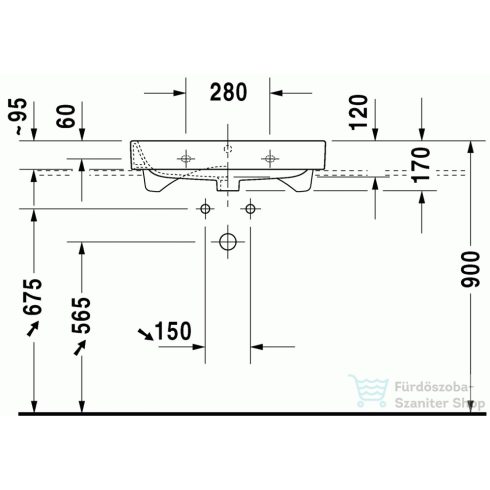 Duravit Happy D.2 65x50,5 cm bútorral aláépíthető mosdó csiszolt 2318650027 ( 231865 )
