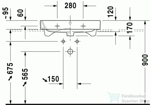 Duravit Happy D.2 65x50,5 cm bútorral aláépíthető mosdó csiszolt 2318650027 ( 231865 )