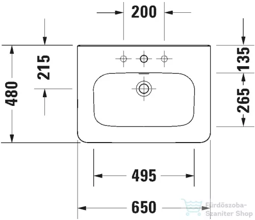 Duravit DURASTYLE 65x48 cm-es falra szerelhető mosdó, fehér 2320650000