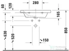 Duravit DURASTYLE 65x48 cm-es falra szerelhető mosdó, fehér 2320650000