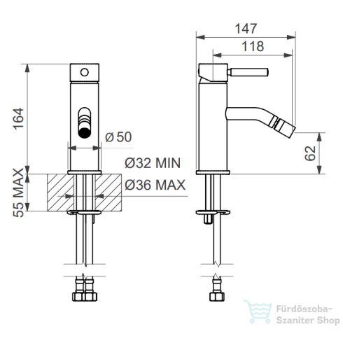 Bugnatese KOBUK FIX bidé csaptelep click-clack leeresztővel,matt fehér 2323SCBI