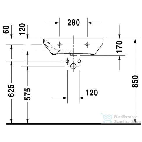 Duravit DURASTYLE Med 60x44 cm-es orvosi mosdó Wondergliss bevonattal,23246000001