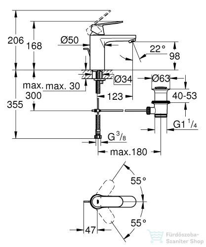 Grohe EUROSMART Cosmopolitan egykaros mosdó csaptelep, M-Size, automata leeresztővel, króm 23325000