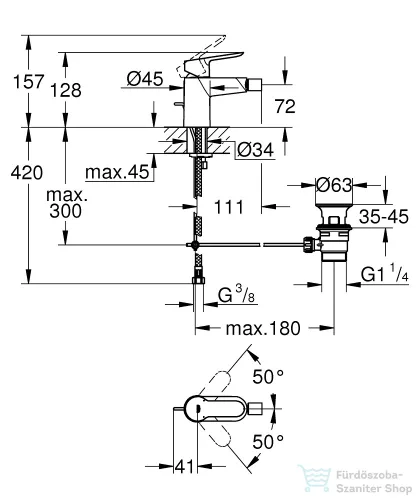 Grohe BAUEDGE bidé csaptelep automata leeresztővel,króm 23331000