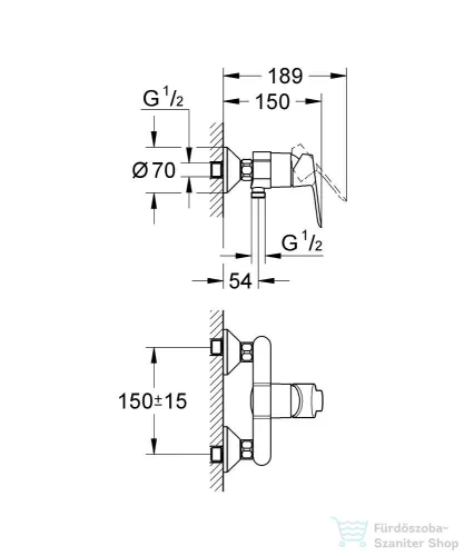 Grohe BAUEDGE egykaros zuhany csaptelep zuhanyszett nélkül,Króm 23333000