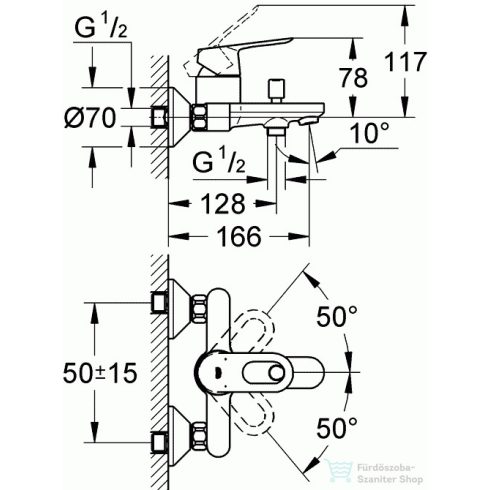 Grohe BauLoop Egykaros kádcsaptelep, króm 23341000