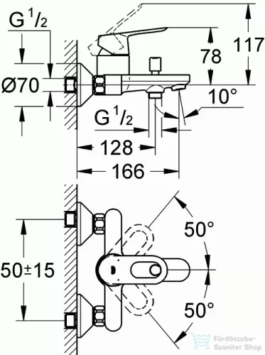 Grohe BauLoop Egykaros kádcsaptelep, króm 23341000