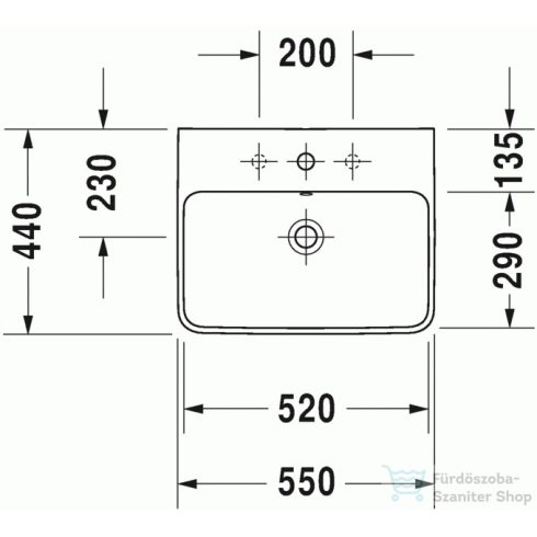 Duravit ME BY STARCK 55x44 cm-es mosdó Wondegliss bevonattal,23355500001
