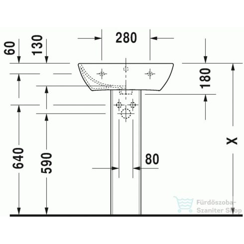Duravit ME BY STARCK 55x44 cm-es mosdó Wondegliss bevonattal,23355500001