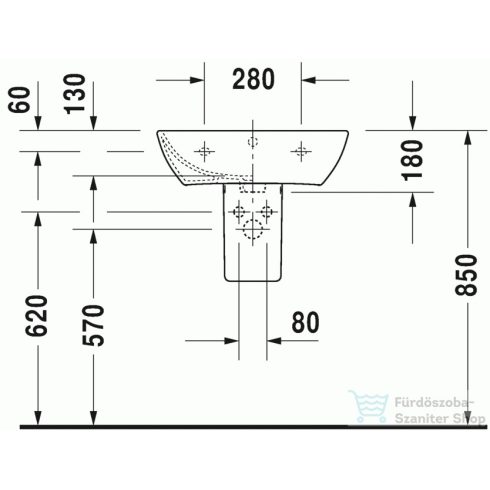 Duravit ME BY STARCK 55x44 cm-es mosdó Wondergliss bevonattal,White Satin Matt 23355532001