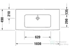 Duravit ME BY STARCK 103x49 cm mosdó csaplyuk nélkül,Wondergliss bevonattal,23361000601