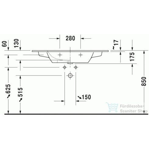 Duravit ME by Starck 103x49 cm mosdó csaplyuk nélkül 2336100060 ( 233610 )