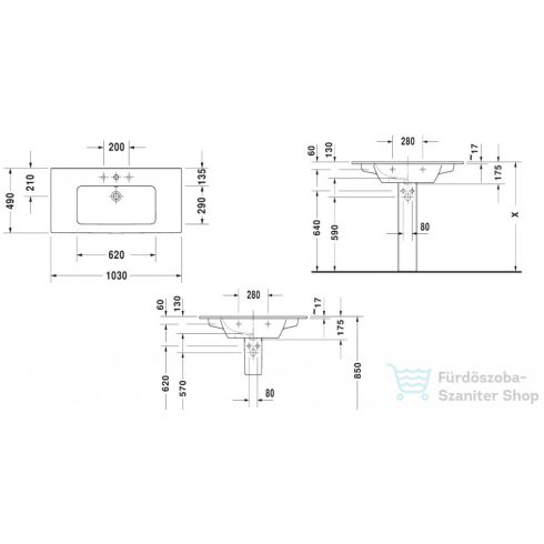 Duravit ME BY STARCK 1030x490 mm-es bútorral aláépíthető mosdó Wondergliss bevonattal, White Satin matt 23361032001