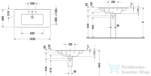 Duravit ME BY STARCK 1030x490 mm-es bútorral aláépíthető mosdó Wondergliss bevonattal, White Satin matt 23361032001