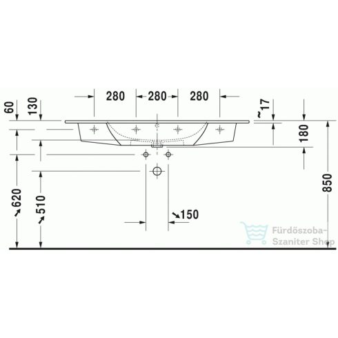 Duravit ME by Starck 123x49 cm mosdó 2336120000 ( 233612 )