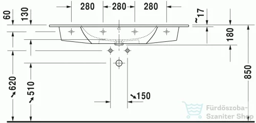 Duravit ME BY STARCK bútorral aláépíthető 123x49 cm-es mosdó,White Satin matt,2336123200