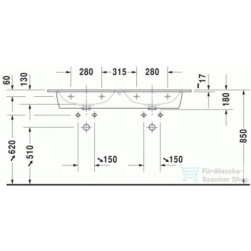 Duravit ME by Starck 130x49 cm dupla mosdó 2336130000 ( 233613 )
