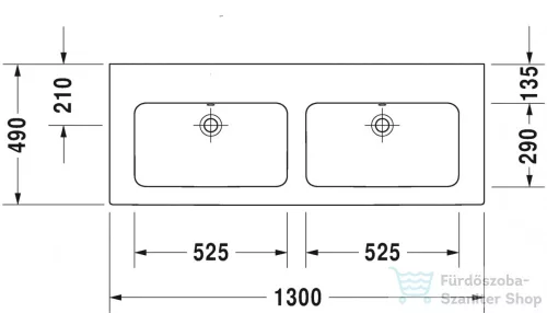 Duravit ME BY STARCK 130x49 cm dupla mosdó csaplyuk nélkül,Wonderglisss bevonattal,23361300601